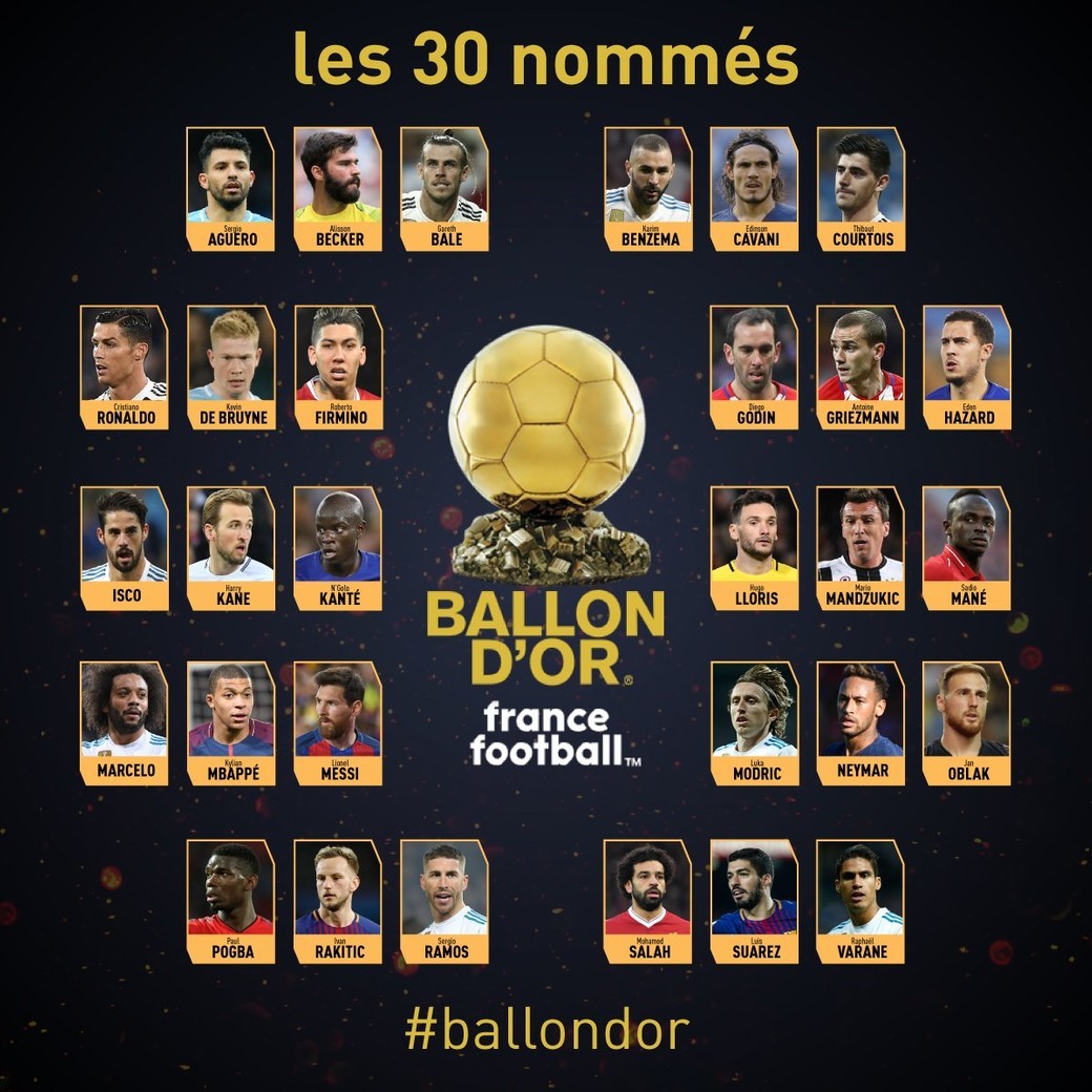 France Football объявил 30 номинантов на "Золотой мяч" (+Фото) - изображение 1