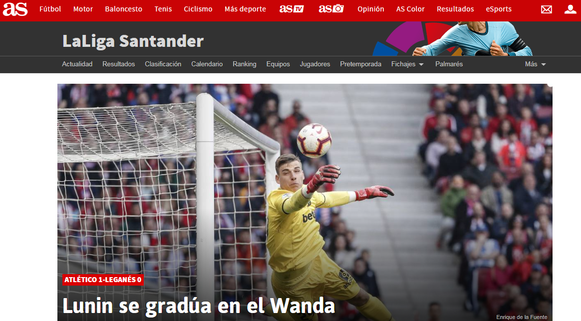 «Великий день Лунина на «Ванда Метрополитано» - испанская пресса в восторге от украинского вратаря (+Фото) - изображение 1