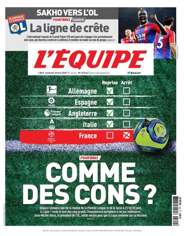 Французский L’Équipe шокировал смелой обложкой: "Как идиоты?" (Фото) - изображение 1
